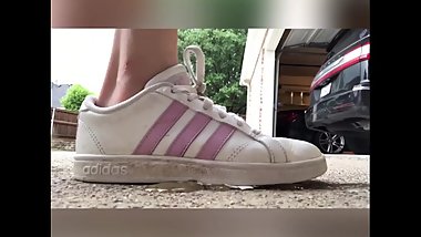 Teen crush with her pink Adidas Superstar stuff