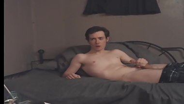 19 year old boy strokes his cock