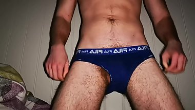 Young teen playing with cock in tight breifs