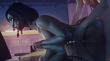 Pharah Thicc Ass Bent Over Glass Table and Fucked