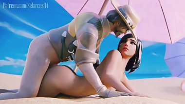 Pharah Teen Big Ass Fucked on the Beach