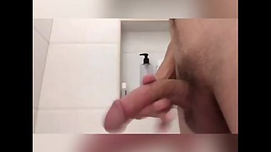 Barley legal teen jerks off in steamy shower