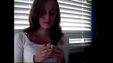 Cute young girl amateur smoking