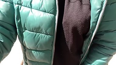 Touching my boobs outside