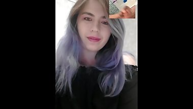 Cute goth girl watches me cum
