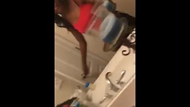 Black girl strip on phone and twerk