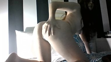 Young teen plays with herself while family are asleep