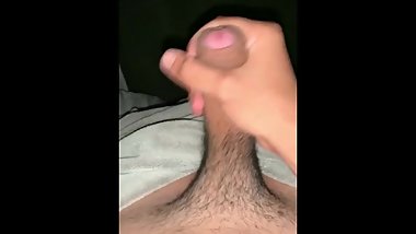 18 year old jerks cock in bed