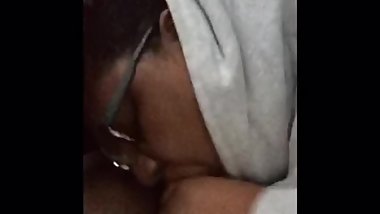 Black girlfriend sucks my dick for 13 minutes in the car