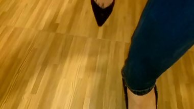 Candid red toes in sexy heels