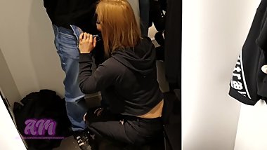 I SWALLOW EVERY DROP OF HIS CUM IN A PUBLIC CHANGING ROOM BLOWJOB